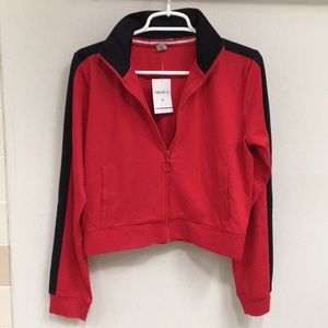 NWT! Red & Black Athletic F21 Zip-Up Sweatshirt